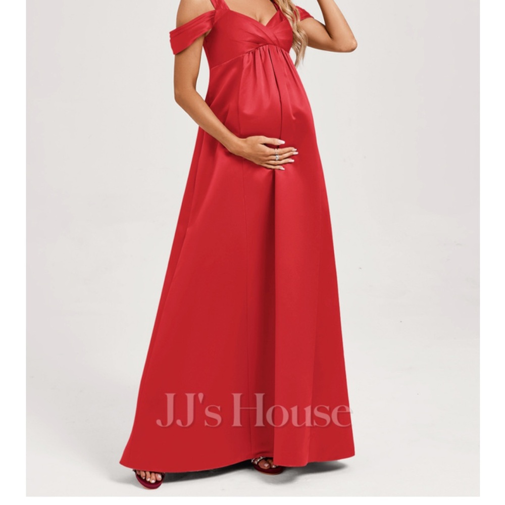 JJs House Red Off-Shoulder Maxi Dress